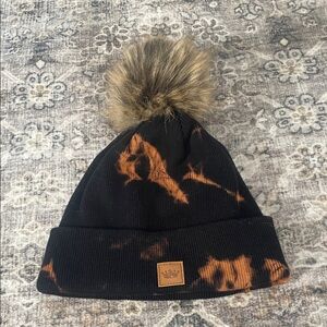 Salted Avenue Stylish Black and Brown Beanie with Pom Pom